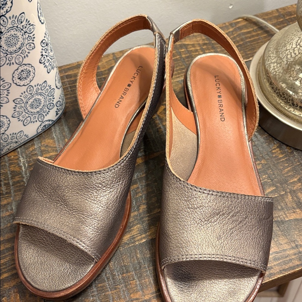 Lucky Brand Bronze Open-Toe Sandals